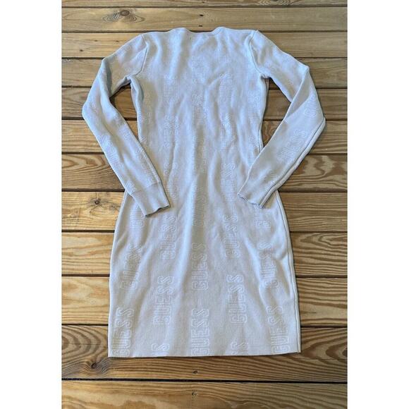 Guess Long Sleeve Logo Sweater Dress Size Small Women’s Ivory - Picture 2 of 8